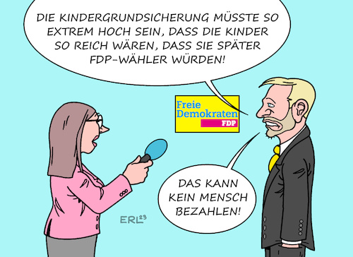 Cartoon: FDP gegen Kindergrundsicherung (medium) by Erl tagged politik,sozialpolitik,kinder,kinderarmut,grundsicherung,kindergrundsicherung,pläne,ampel,grüne,familienministerin,lisa,paus,ablehnung,fdp,finanzminister,christian,lindner,wähler,klientel,reiche,geld,karikatur,erl,politik,sozialpolitik,kinder,kinderarmut,grundsicherung,kindergrundsicherung,pläne,ampel,grüne,familienministerin,lisa,paus,ablehnung,fdp,finanzminister,christian,lindner,wähler,klientel,reiche,geld,karikatur,erl