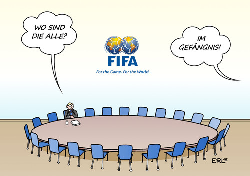 Cartoon: FIFA (medium) by Erl tagged fifa,fußball,verband,fußballverband,welt,korruption,schmiergeld,verhaftung,gefängnis,treffen,konferenz,allein,sport,karikatur,erl,fifa,fußball,verband,fußballverband,welt,korruption,schmiergeld,verhaftung,gefängnis,treffen,konferenz,allein,sport,karikatur,erl