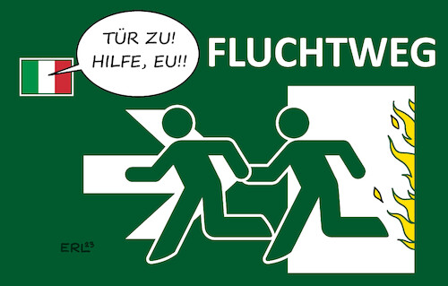 Cartoon: Fluchtweg (medium) by Erl tagged politik,flucht,ursachen,flüchtlinge,europa,eu,außengrenze,italien,hilferuf,überlastung,ministerpräsidentin,giorgia,meloni,neofaschismus,fluchtweg,notausgang,noteingang,feuer,karikatur,erl,politik,flucht,ursachen,flüchtlinge,europa,eu,außengrenze,italien,hilferuf,überlastung,ministerpräsidentin,giorgia,meloni,neofaschismus,fluchtweg,notausgang,noteingang,feuer,karikatur,erl