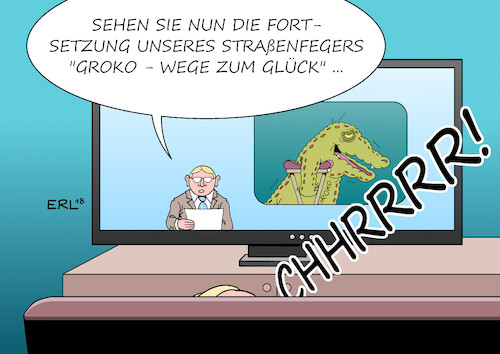 Cartoon: Fortsetzung (medium) by Erl tagged politik,bundestagswahl,wahl,regierung,regierungsbildung,koalitionsverhandlungen,fortsetzung,grosse,koalition,groko,cdu,csu,spd,wahlverlierer,verbraucht,alt,mitglieder,befragung,mitgliederbefragung,skepsis,krokodil,krücken,fernsehen,serie,langeweile,schlaf,couch,karikatur,erl,politik,bundestagswahl,wahl,regierung,regierungsbildung,koalitionsverhandlungen,fortsetzung,grosse,koalition,groko,cdu,csu,spd,wahlverlierer,verbraucht,alt,mitglieder,befragung,mitgliederbefragung,skepsis,krokodil,krücken,fernsehen,serie,langeweile,schlaf,couch,karikatur,erl