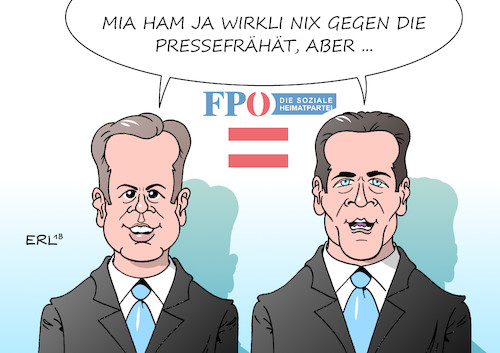 Cartoon: FPÖ Pressefreiheit (medium) by Erl tagged politik,österreich,regieerung,övp,fpö,nationalkonservativ,rechtspopulistismus,rechstextremismus,innenminister,herbert,kickl,anweisung,polizei,informationen,zurückhaltung,presse,links,linksliberal,standard,kurier,der,falter,beschneidung,pressefreiheit,grundrecht,hofer,strache,karikatur,erl,politik,österreich,regieerung,övp,fpö,nationalkonservativ,rechtspopulistismus,rechstextremismus,innenminister,herbert,kickl,anweisung,polizei,informationen,zurückhaltung,presse,links,linksliberal,standard,kurier,der,falter,beschneidung,pressefreiheit,grundrecht,hofer,strache,karikatur,erl