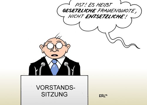 Cartoon: Frauenquote (medium) by Erl tagged konzern,vorstand,mann,frau,anteil,frauenquote,gesetzlich,gesetz,widerstand,bastion,wirtschaft,führungskraft,manager,konzern,vorstand,mann,frau,anteil,frauenquote,gesetzlich,gesetz,widerstand,bastion,wirtschaft,führungskraft,manager