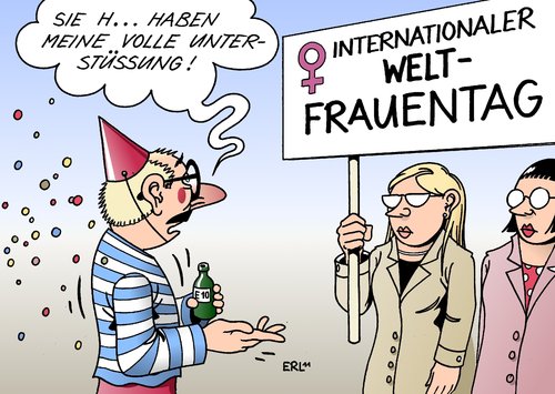 Cartoon: Frauentag (medium) by Erl tagged frauentag,international,welt,frau,unterstützung,mann,wenig,karneval,fasching,fasnacht,alkohol,betrunken,frauentag,karneval,fasching,fasnacht,alkohol,frauen,betrunken