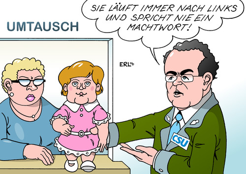 Cartoon: Friedrich-Kritik (medium) by Erl tagged hans,peter,friedrich,csu,kritik,bundeskanzlerin,angela,merkel,linkskurs,links,kurs,führungsschwäche,partei,cdu,entstehung,afd,pegida,umtausch,weihnachten,geschenk,puppe,laufen,sprechen,karikatur,erl,hans,peter,friedrich,csu,kritik,bundeskanzlerin,angela,merkel,linkskurs,links,kurs,führungsschwäche,partei,cdu,entstehung,afd,pegida,umtausch,weihnachten,geschenk,puppe,laufen,sprechen