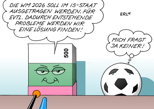 Cartoon: Fußball-WM (medium) by Erl tagged fußball,weltmeisterschaft,wm,2022,katar,wüste,hitze,austragung,fifa,winter,geld,sport,korruption,gier,is,staat,karikatur,erl,fußball,weltmeisterschaft,wm,2022,katar,wüste,hitze,austragung,fifa,winter,geld,sport,korruption,gier,is,staat