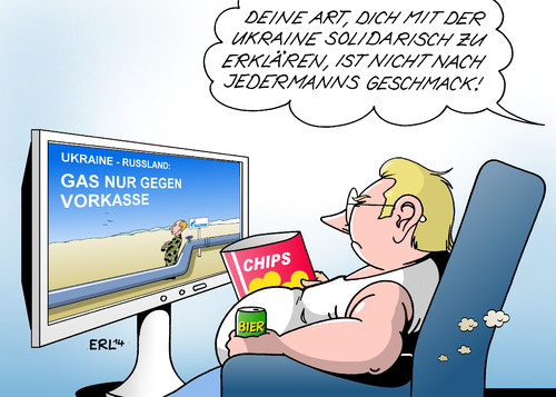 Cartoon: Gas (medium) by Erl tagged ukraine,russland,konflikt,bürgerkrieg,krieg,erdgas,gas,gaslieferung,vorkasse,solidarität,furz,wind,flatulenz,fernsehen,chips,bier,geschmack,ukraine,russland,konflikt,bürgerkrieg,krieg,erdgas,gas,gaslieferung,vorkasse,solidarität,furz,wind,flatulenz,fernsehen,chips,bier,geschmack