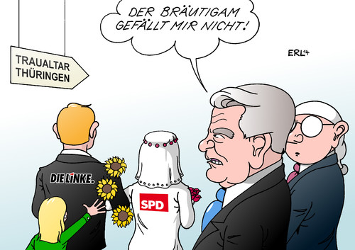 Cartoon: Gauck (medium) by Erl tagged gauck,kritik,regierungsbildung,thüringen,linke,ddr,sed,nachfolgepartei,partei,spd,grüne,ministerpräsident,ramelow,gauck,kritik,regierungsbildung,thüringen,linke,ddr,sed,nachfolgepartei,partei,spd,grüne,ministerpräsident,ramelow