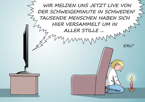 Cartoon: Gedenken (medium) by Erl tagged schweden,stockholm,anschlag,terroranschlag,terrorismus,terror,lkw,tod,angst,schrecken,gedenken,schweigeminute,medien,berichterstattung,live,laut,information,informationsflut,fernsehen,kerze,karikatur,erl,schweden,stockholm,anschlag,terroranschlag,terrorismus,terror,lkw,tod,angst,schrecken,gedenken,schweigeminute,medien,berichterstattung,live,laut,information,informationsflut,fernsehen,kerze,karikatur,erl