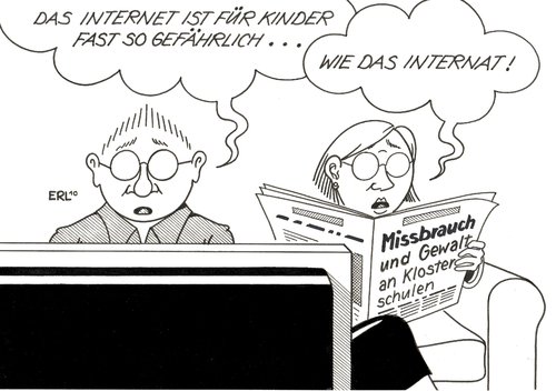 Cartoon: Gefahren (medium) by Erl tagged kirche,katholische kirche,kloster,internat,missbrauch,mißbrauch,sexuelle gewalt,gewalt,geistliche,kinder,schüler,schule,internet,religion,jugend,skandal,katholische,sexuelle