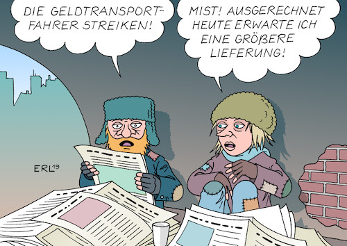 Cartoon: Geldtransport Streik (medium) by Erl tagged politik,dienstleistung,geldtransport,fahrer,streik,warnstreik,gewerkschaft,verdi,geldautomat,bank,geld,armut,reichtum,obdachlosigkeit,karikatur,erl,politik,dienstleistung,geldtransport,fahrer,streik,warnstreik,gewerkschaft,verdi,geldautomat,bank,geld,armut,reichtum,obdachlosigkeit,karikatur,erl