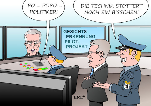 Cartoon: Gesichtserkennung (medium) by Erl tagged innere,sicherheit,videoüberwachung,pilotprojekt,gesichtserkennung,berlin,bahnhof,innenminister,thomas,de,maiziere,terrorsimusbekämpfung,terrorismus,terror,anschläge,verhinderung,aufklärung,datenschutz,daten,datenkrake,technik,polizei,karikatur,erl,innere,sicherheit,videoüberwachung,pilotprojekt,gesichtserkennung,berlin,bahnhof,innenminister,thomas,de,maiziere,terrorsimusbekämpfung,terrorismus,terror,anschläge,verhinderung,aufklärung,datenschutz,daten,datenkrake,technik,polizei,karikatur,erl