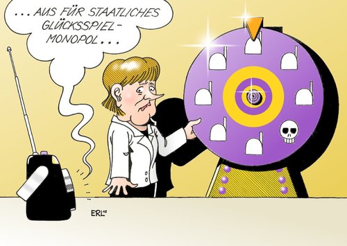 Cartoon: Glücksspiel (medium) by Erl tagged glücksspiel,monopol,staat,gericht,verbot,atomkraft,atomkraftwerke,laufzeit,verlängerung,risiko,glücksspiel,monopol,staat,gericht,verbot,atomkraft,atomkraftwerke,laufzeit,verlängerung,risiko,akw,umwelt