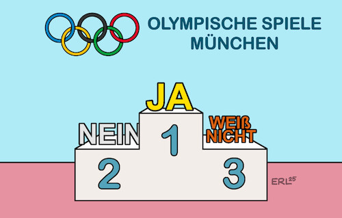 Cartoon: Gold Silber Bronze I (medium) by Erl tagged politik,olympia,olympische,spiele,sommerspiele,münchen,bewerbung,befragung,einwohner,gold,silber,bronze,karikatur,erl,politik,olympia,olympische,spiele,sommerspiele,münchen,bewerbung,befragung,einwohner,gold,silber,bronze,karikatur,erl