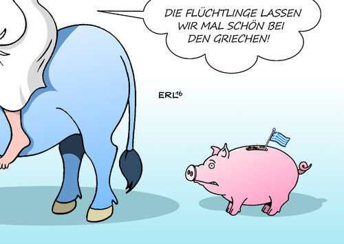 Cartoon: Griechenland (medium) by Erl tagged griechenland,euro,krise,schulden,sparkurs,troika,eu,ezb,iwf,flüchtlinge,flüchtlingslager,idomeni,räumung,überforderung,balkanroute,dicht,grenzen,egoismus,karikatur,erl,griechenland,euro,krise,schulden,sparkurs,troika,eu,ezb,iwf,flüchtlinge,flüchtlingslager,idomeni,räumung,überforderung,balkanroute,dicht,grenzen,egoismus,karikatur,erl