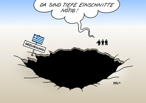 Cartoon: Griechenland Einschnitte (medium) by Erl tagged griechenland,schulden,krise,euro,eu,sparkurs,einschnitte,kaputtsparen,wirtschaft,wachstum,rezession,rückzahlung,gläubiger,schulden,griechenland,eu,euro,krise,einschnitte,kaputtsparen,wirtschaft,wachstum