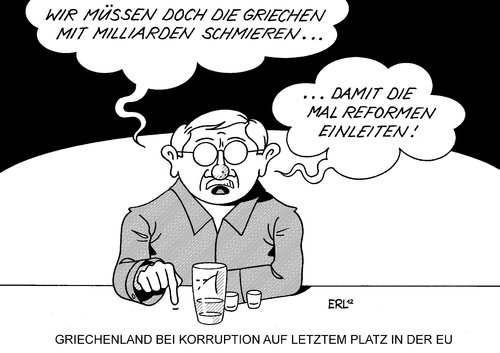 Cartoon: Griechenland Korruption (medium) by Erl tagged griechenland,korruption,eu,schlusslicht,schmieren,schmiergeld,euro,krise,schulden,reformen,hilfe,finanzspritzen,rettungsschirm,rechtspopulismus,stammtisch