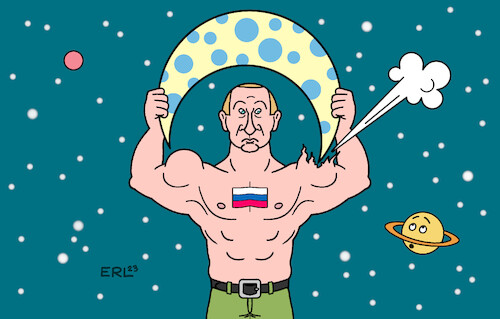 Cartoon: Griff nach dem Mond (medium) by Erl tagged politik,krieg,angriff,überfall,wladimir,putin,ukraine,russland,mondlandung,demontsration,stärke,raumsonde,luna,25,mond,absturz,muskeln,luft,sterne,saturn,mars,weltall,all,karikatur,erl,politik,krieg,angriff,überfall,wladimir,putin,ukraine,russland,mondlandung,demontsration,stärke,raumsonde,luna,25,mond,absturz,muskeln,luft,sterne,saturn,mars,weltall,all,karikatur,erl