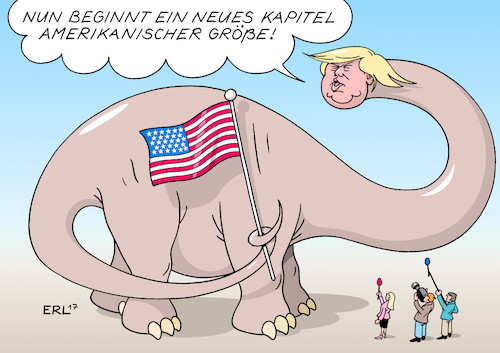 Cartoon: Größe (medium) by Erl tagged usa,präsident,donald,trump,rede,kongress,amerikanisch,amerika,größe,nation,volk,nationalismus,rechtspopulismus,stärke,macht,dinosaurier,aussterben,evolution,karikatur,erl,usa,präsident,donald,trump,rede,kongress,amerikanisch,amerika,größe,nation,volk,nationalismus,rechtspopulismus,stärke,macht,dinosaurier,aussterben,evolution,karikatur,erl