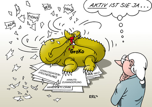 Cartoon: GroKo (medium) by Erl tagged regierung,koalition,cdu,csu,spd,groko,streit,vorratsdatenspeicherung,armutszuwanderung,pkw,maut,mindestlohn,aktivität,aktiv,regierung,koalition,cdu,csu,spd,groko,streit,vorratsdatenspeicherung,armutszuwanderung,pkw,maut,mindestlohn,aktivität,aktiv