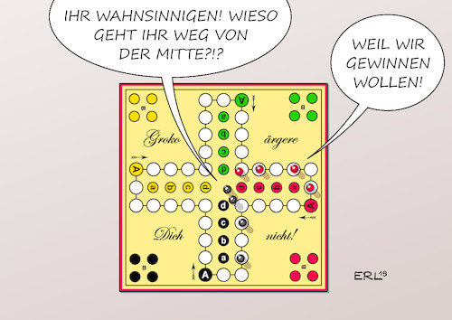 Cartoon: Groko ärgere Dich nicht (medium) by Erl tagged politik,regierung,große,koalition,groko,cdu,csu,spd,rückbesinnung,markenkern,soziale,gerechtigkeit,konservativ,abkehr,vergangenheit,hartz,iv,gerhard,schröder,flüchtlingspolitik,angela,merkel,kurs,mitte,bewegung,streit,mensch,ärgere,dich,nicht,brettspiel,spiel,karikatur,erl,politik,regierung,große,koalition,groko,cdu,csu,spd,rückbesinnung,markenkern,soziale,gerechtigkeit,konservativ,abkehr,vergangenheit,hartz,iv,gerhard,schröder,flüchtlingspolitik,angela,merkel,kurs,mitte,bewegung,streit,mensch,ärgere,dich,nicht,brettspiel,spiel,karikatur,erl