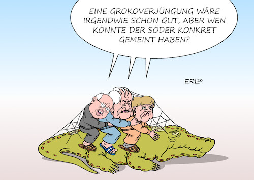 Cartoon: Grokoverjüngung (medium) by Erl tagged politik,groko,markus,söder,ministerpräsident,bayern,vergleich,fußball,halbzeit,auswechslung,verbraucht,minister,wirtschaftsminister,peter,altmaier,innenminister,horst,seehofer,bundeskanzlerin,angela,merkel,karikatur,erl,politik,groko,markus,söder,ministerpräsident,bayern,vergleich,fußball,halbzeit,auswechslung,verbraucht,minister,wirtschaftsminister,peter,altmaier,innenminister,horst,seehofer,bundeskanzlerin,angela,merkel,karikatur,erl