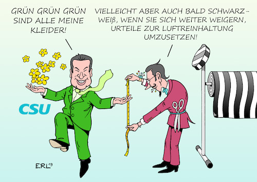 Cartoon: Grüner Söder (medium) by Erl tagged politik,diesel,urteile,fahrverbote,weigerung,umsetzung,regierung,bayern,markus,söder,csu,image,klimaschutz,grün,eugh,prüfung,zwangshaft,gefängnis,kleider,schwarzweiß,gestreift,karikatur,erl,politik,diesel,urteile,fahrverbote,weigerung,umsetzung,regierung,bayern,markus,söder,csu,image,klimaschutz,grün,eugh,prüfung,zwangshaft,gefängnis,kleider,schwarzweiß,gestreift,karikatur,erl