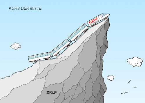 Cartoon: Kurs der Mitte (medium) by Erl tagged politik,thüringen,wahl,ministerpräsident,kemmerich,fdp,stimmen,afd,rücktritt,vorschlag,bodo,ramelow,die,linke,cdu,ministerpräsidentin,christine,lieberknecht,übergang,neuwahlen,gefahr,halbierung,dilemma,zwickmühle,ausschließeritis,partei,der,mitte,kurs,bahn,zug,sackgasse,karikatur,erl,politik,thüringen,wahl,ministerpräsident,kemmerich,fdp,stimmen,afd,rücktritt,vorschlag,bodo,ramelow,die,linke,cdu,ministerpräsidentin,christine,lieberknecht,übergang,neuwahlen,gefahr,halbierung,dilemma,zwickmühle,ausschließeritis,partei,der,mitte,kurs,bahn,zug,sackgasse,karikatur,erl