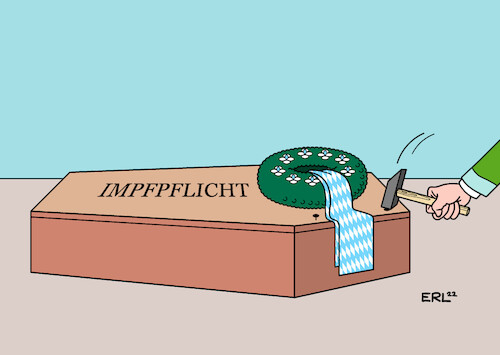 Cartoon: Gruß aus Bayern (medium) by Erl tagged politik,corona,virus,pandemie,welle,omikron,gestz,impfpflicht,pflegekräfte,umsetzung,bundesländer,aussetzung,verzögerung,bayern,ministerpräsident,markus,söder,csu,sarg,sargnagel,kranz,hammer,umfragetief,karikatur,erl,politik,corona,virus,pandemie,welle,omikron,gestz,impfpflicht,pflegekräfte,umsetzung,bundesländer,aussetzung,verzögerung,bayern,ministerpräsident,markus,söder,csu,sarg,sargnagel,kranz,hammer,umfragetief,karikatur,erl