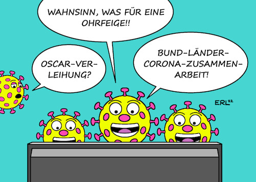 Cartoon: Gute Unterhaltung (medium) by Erl tagged politik,oscar,verleihung,ohrfeige,schauspieler,will,smith,komiker,chris,rock,fernsehen,corona,virus,pandemie,covid19,zusammenarbeit,bund,länder,ende,maßnahmen,hotspots,regelungen,chaos,verwirrung,karikatur,erl,politik,oscar,verleihung,ohrfeige,schauspieler,will,smith,komiker,chris,rock,fernsehen,corona,virus,pandemie,covid19,zusammenarbeit,bund,länder,ende,maßnahmen,hotspots,regelungen,chaos,verwirrung,karikatur,erl