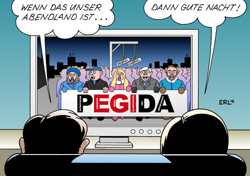 Cartoon: Guten Abend gut Nacht ... (medium) by Erl tagged pegida,patriotische,europäer,gegen,die,islamisierung,des,abendlandes,abendland,rechtspopulismus,rechtsextremismus,galgen,tosesstrafe,politiker,merkel,gabriel,hass,gewalt,fremdenfeindlichkeit,flüchtlinge,lutz,bachmann,demonstration,dresden,fernsehen,karikatur,erl,pegida,patriotische,europäer,gegen,die,islamisierung,des,abendlandes,abendland,rechtspopulismus,rechtsextremismus,galgen,tosesstrafe,politiker,merkel,gabriel,hass,gewalt,fremdenfeindlichkeit,flüchtlinge,lutz,bachmann,demonstration,dresden,fernsehen,karikatur,erl