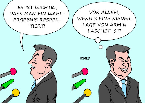 Cartoon: Guter Verlierer (medium) by Erl tagged politik,wahl,bundestagswahl,2021,kanzlerkandidat,union,armin,laschet,cdu,niederlage,wahlniederlage,realitätsverlust,regierungsauftrag,konkurrent,markus,söder,csu,eingeständnis,schadenfreude,heimlich,karikatur,erl,politik,wahl,bundestagswahl,2021,kanzlerkandidat,union,armin,laschet,cdu,niederlage,wahlniederlage,realitätsverlust,regierungsauftrag,konkurrent,markus,söder,csu,eingeständnis,schadenfreude,heimlich,karikatur,erl