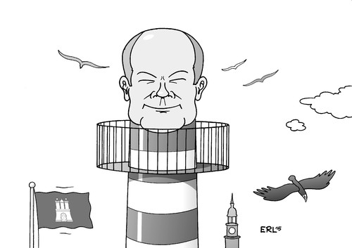 Cartoon: Hamburg (medium) by Erl tagged hamburg,bürgerschaftswahl,wahl,bürgermeister,olaf,scholz,spd,cdu,grüne,fdp,afd,leuchtturm,möwen