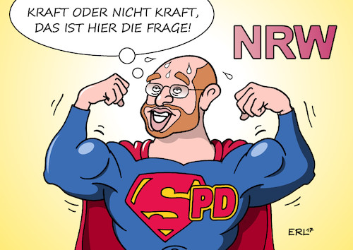 Cartoon: Hamlet Schulz (medium) by Erl tagged landtagswahl,nordrhein,westfalen,hannelore,kraft,armin,laschet,saarland,schleswig,holstein,sieg,cdu,niederlage,spd,kanzlerkandidat,martin,schulz,schulzeffekt,schulzzug,anfang,euphorie,bundestagswahl,bundeskanzlerin,angela,merkel,superwahljahr,superman,hamlet,zitat,karikatur,erl,landtagswahl,nordrhein,westfalen,hannelore,kraft,armin,laschet,saarland,schleswig,holstein,sieg,cdu,niederlage,spd,kanzlerkandidat,martin,schulz,schulzeffekt,schulzzug,anfang,euphorie,bundestagswahl,bundeskanzlerin,angela,merkel,superwahljahr,superman,hamlet,zitat,karikatur,erl