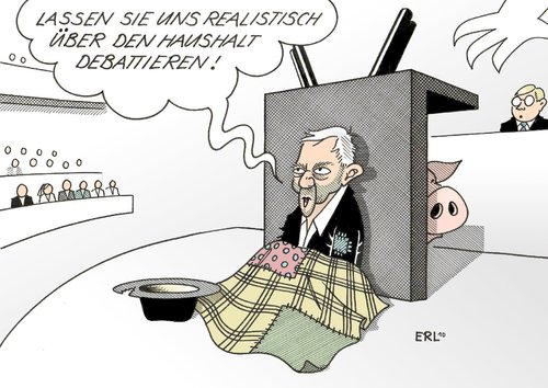 Cartoon: Haushalt (medium) by Erl tagged haushalt,schäuble,pleite,realismus,sparschwein,bundestag,debatte,haushalt,schäuble,realismus,sparschwein,bundestag,debatte,pleite