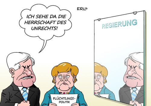 Cartoon: Herrschaft des Unrechts (medium) by Erl tagged flüchtlinge,eu,deutschland,flüchtlingspolitik,bundeskanzlerin,angela,merkel,große,koalition,regierung,cdu,csu,spd,ministerpräsident,horst,seehofer,herrschaft,des,unrechts,spiegel,karikatur,erl,flüchtlinge,eu,deutschland,flüchtlingspolitik,bundeskanzlerin,angela,merkel,große,koalition,regierung,cdu,csu,spd,ministerpräsident,horst,seehofer,herrschaft,des,unrechts,spiegel,karikatur,erl