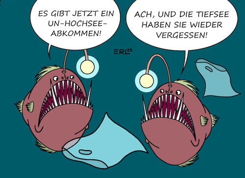 Cartoon: Hochsee-Abkommen (medium) by Erl tagged politik,umweltschutz,artenschutz,meer,meere,un,hochseeabkommen,hochsee,tiefsee,see,schutz,plastikmüll,palstiktüte,anglerfisch,karikatur,erl,politik,umweltschutz,artenschutz,meer,meere,un,hochseeabkommen,hochsee,tiefsee,see,schutz,plastikmüll,palstiktüte,anglerfisch,karikatur,erl