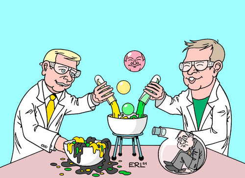 Cartoon: Hoffnung auf Chemie-Nobelpreis (medium) by Erl tagged politik,wahl,bundestagswahl,sondierung,fdp,grüne,gelb,grün,union,jamaika,spd,ampel,gespräche,verhandlungen,koalition,regierung,bundeskanzler,olaf,scholz,experiment,chemie,nobelpreis,forscher,deutschland,karikatur,erl,politik,wahl,bundestagswahl,sondierung,fdp,grüne,gelb,grün,union,jamaika,spd,ampel,gespräche,verhandlungen,koalition,regierung,bundeskanzler,olaf,scholz,experiment,chemie,nobelpreis,forscher,deutschland,karikatur,erl