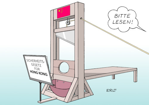 Cartoon: Hong Kong (medium) by Erl tagged politik,hong,kong,kronkolonie,großbritannien,rückgabe,china,sonderstatus,autonomie,demokratie,meinungsfreiheit,beschneidung,sicherheitsgesetzt,kontrolle,guillotine,hinrichtung,karikatur,erl,politik,hong,kong,kronkolonie,großbritannien,rückgabe,china,sonderstatus,autonomie,demokratie,meinungsfreiheit,beschneidung,sicherheitsgesetzt,kontrolle,guillotine,hinrichtung,karikatur,erl