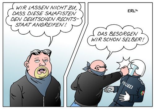 Cartoon: Hooligans (medium) by Erl tagged schläger,schlägerei,gegendemonstration,polizei,staat,gewalt,islamismus,salifisten,gegen,demonstration,hooligans,hooligan,hooligan,holligans,demonstration,gegen,salifisten,islamismus,gewalt,staat,polizei,gegendemonstration,schlägerei,schläger