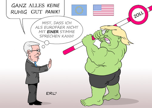 Cartoon: Hulk II (medium) by Erl tagged politik,usa,präsident,donald,trump,wirtschaft,wirtschaftspolitik,nationalismus,abschottung,strafzölle,zoelle,zoll,zollschranke,handel,welthandel,freihandel,einschränkung,gefährdung,egoismus,america,first,handelskrieg,eu,europa,vielstimmigkeit,besuch,kommissionspräsident,jean,claude,juncker,hulk,geld,finanzen,karikatur,erl,politik,usa,präsident,donald,trump,wirtschaft,wirtschaftspolitik,nationalismus,abschottung,strafzölle,zoelle,zoll,zollschranke,handel,welthandel,freihandel,einschränkung,gefährdung,egoismus,america,first,handelskrieg,eu,europa,vielstimmigkeit,besuch,kommissionspräsident,jean,claude,juncker,hulk,geld,finanzen,karikatur,erl