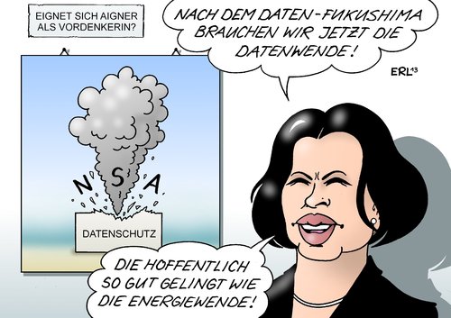 Cartoon: Ilse Aigner (medium) by Erl tagged ilse,aigner,verbraucherschutzministerin,nsa,datenskandal,fukushima,energiewende,datenwende,vordenkerin,vordenker,union,cdu,csu,geeignet,ilse,aigner,verbraucherschutzministerin,nsa,datenskandal,fukushima,energiewende,datenwende,vordenkerin,vordenker,union,cdu,csu,geeignet