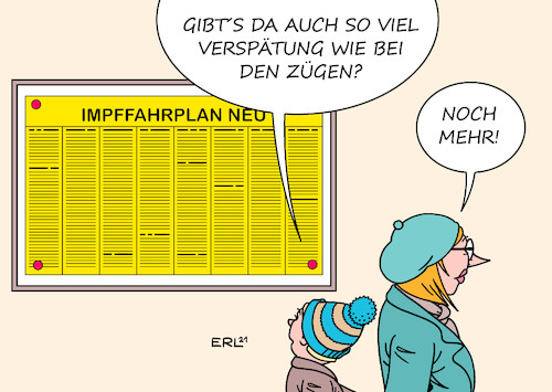 Cartoon: Impffahrplan (medium) by Erl tagged politik,corona,virus,pandemie,covid19,lockdown,hoffnung,impfstoff,impfung,verträge,eu,hersteller,lieferung,verzögerung,menge,streit,ärger,organisation,impfgipfel,impffahrplan,neu,fahrplan,verspätungen,deutsche,bahn,züge,mutter,kind,karikatur,erl,politik,corona,virus,pandemie,covid19,lockdown,hoffnung,impfstoff,impfung,verträge,eu,hersteller,lieferung,verzögerung,menge,streit,ärger,organisation,impfgipfel,impffahrplan,neu,fahrplan,verspätungen,deutsche,bahn,züge,mutter,kind,karikatur,erl