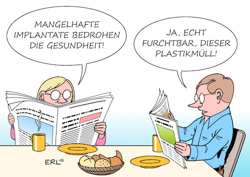 Cartoon: Implantate (medium) by Erl tagged politik,medizin,skandal,medizinprodukte,implantate,mangelhaft,zulassung,prüfung,schlamperei,vertuschung,schäden,gesundheit,patienten,intransparenz,recherche,journalisten,nachrichten,zeitung,thema,plastikmüll,fünf,punkte,plan,umweltministerin,svenja,schulze,plastik,vermeidung,recycling,umwelt,meere,schutz,karikatur,erl,politik,medizin,skandal,medizinprodukte,implantate,mangelhaft,zulassung,prüfung,schlamperei,vertuschung,schäden,gesundheit,patienten,intransparenz,recherche,journalisten,nachrichten,zeitung,thema,plastikmüll,fünf,punkte,plan,umweltministerin,svenja,schulze,plastik,vermeidung,recycling,umwelt,meere,schutz,karikatur,erl