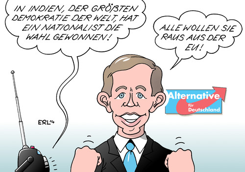 Cartoon: Indien AfD (medium) by Erl tagged wahl,indien,demokratie,welt,nationalist,wahlsieger,deutschland,afd,bernd,lucke,eu,euro,raus,populismus,rechtspopulismus,wahl,indien,demokratie,welt,nationalist,wahlsieger,deutschland,afd,bernd,lucke,eu,euro,raus,populismus,rechtspopulismus