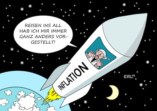 Cartoon: Inflation (medium) by Erl tagged politik,finanzen,wirtschaft,inflation,corona,pandemie,krieg,russland,ukraine,nullzinspolitik,ezb,höhe,rakete,weltall,all,sterne,reise,michel,karikatur,erl,politik,finanzen,wirtschaft,inflation,corona,pandemie,krieg,russland,ukraine,nullzinspolitik,ezb,höhe,rakete,weltall,all,sterne,reise,michel,karikatur,erl