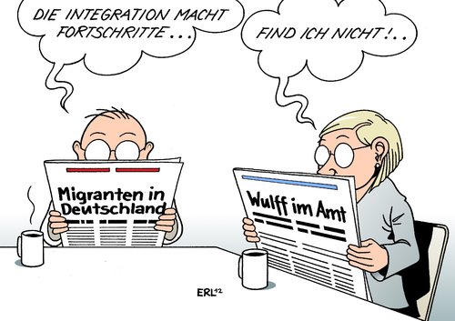 Cartoon: Integration (medium) by Erl tagged haus,kredit,wulff,christian,bundespräsident,fortschritt,migrationshintergrund,migranten,migrantinnen,migration,integration,geld,entschuldigung,zeitung,bild,anruf,drohung,auskunft,unternehmer,taktik,taktieren,versprechen,transparenz,wahrheit,amt,integration,migration,migranten,migrationshintergrund,fortschritt,bundespräsident,wulff,kredit,unternehmer,auskunft,bild,zeitung