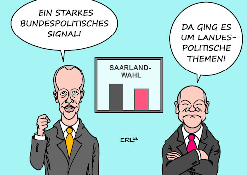 Cartoon: Interpretation II (medium) by Erl tagged politik,demokratie,wahl,landtagswahl,saarland,wahlsieg,ministerpräsident,tobias,hans,cdu,niederlage,spd,anke,rehlinger,interpretation,bundeskanzler,olaf,scholz,oppositionsführer,friedrich,merz,bundespolitik,landespolitik,signal,rückenwind,gegenwind,karikatur,erl,politik,demokratie,wahl,landtagswahl,saarland,wahlsieg,ministerpräsident,tobias,hans,cdu,niederlage,spd,anke,rehlinger,interpretation,bundeskanzler,olaf,scholz,oppositionsführer,friedrich,merz,bundespolitik,landespolitik,signal,rückenwind,gegenwind,karikatur,erl