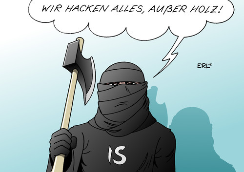 Cartoon: IS (medium) by Erl tagged is,islamischer,staat,kalifat,terror,islamismus,mord,kopf,abhacken,cyberangriff,hackerangriff,hacker,internet,fernsehsender,tv5,frankreich,holz,cyberwar,karikatur,erl,is,islamischer,staat,kalifat,terror,islamismus,mord,kopf,abhacken,cyberangriff,hackerangriff,hacker,internet,fernsehsender,tv5,frankreich,holz,cyberwar