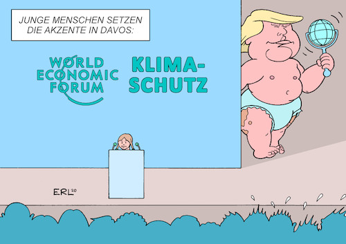 Cartoon: Jugend in Davos (medium) by Erl tagged politik,wirtschaft,weltwirtschaft,forum,world,economic,davos,klima,klimawandel,klimaschutz,usa,präsident,donald,trump,klimaleugner,rede,greta,thunberg,fridays,for,future,jung,menschen,jugend,akzente,themen,karikatur,erl,politik,wirtschaft,weltwirtschaft,forum,world,economic,davos,klima,klimawandel,klimaschutz,usa,präsident,donald,trump,klimaleugner,rede,greta,thunberg,fridays,for,future,jung,menschen,jugend,akzente,themen,karikatur,erl