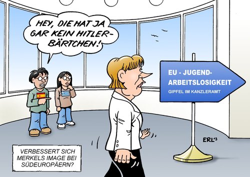 Cartoon: Jugendarbeitslosigkeit (medium) by Erl tagged eu,jugendarbeitslosigkeit,jugend,arbeitslosigkeit,hoch,zeitbombe,generation,verloren,abwanderung,bildung,lehre,arbeit,finanzkrise,schulden,euro,merkel,sparpolitik,image,hitlerbärtchen,gipfel,kanzleramt,eu,jugendarbeitslosigkeit,jugend,arbeitslosigkeit,hoch,zeitbombe,generation,verloren,abwanderung,bildung,lehre,arbeit,finanzkrise,schulden,euro,merkel,sparpolitik,image,hitlerbärtchen,gipfel,kanzleramt